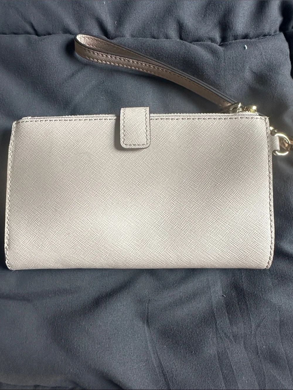 Michael Kors Baby Pink Metallic Wristlet Clutch with Strap